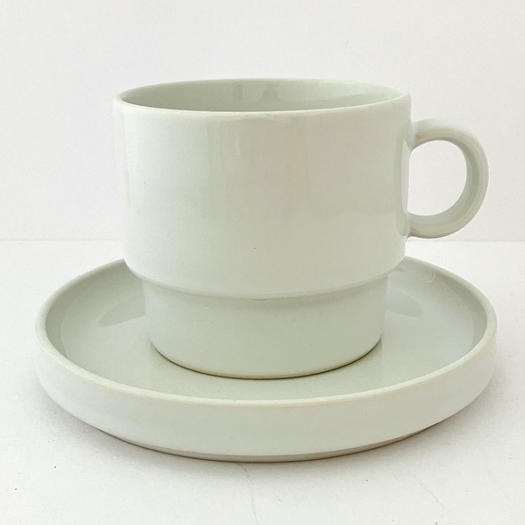 Flat Cup & Saucer Set Bauhaus White by TREND PACIFIC - RARE find - Picture 14 of 14